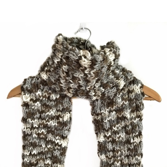 Old Navy Chunky Knit Scarf Brown White Grey - Picture 2 of 10